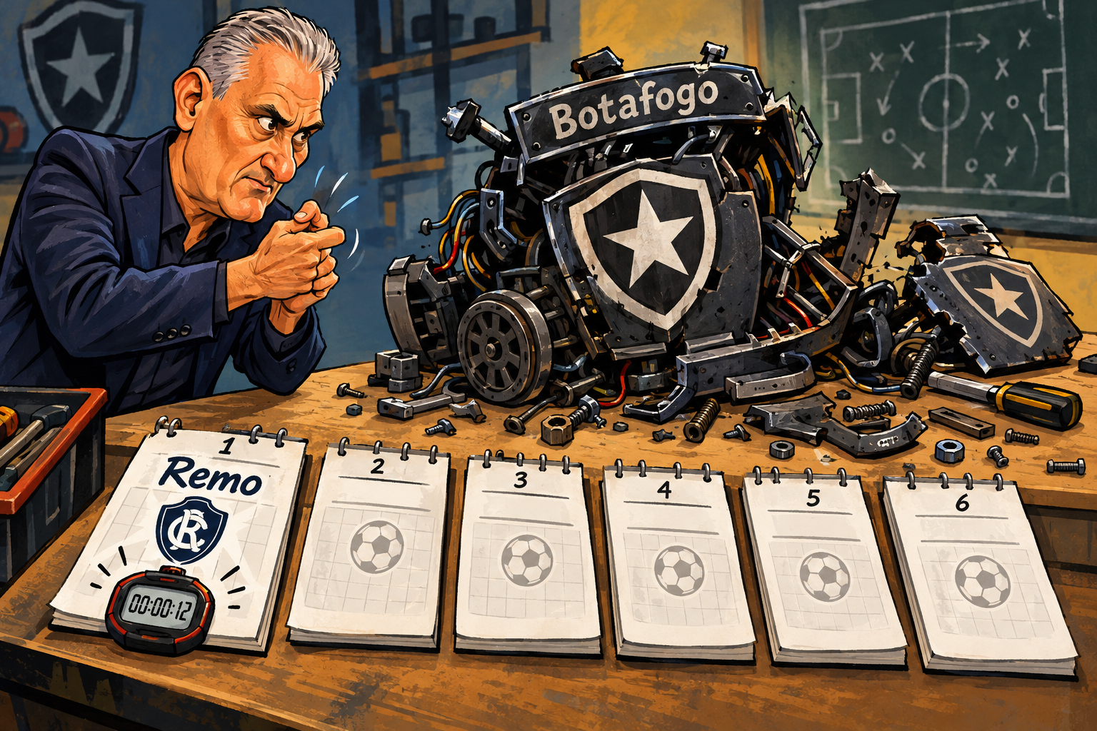 Tite tenta consertar uma máquina com o nome Botafogo diante de um calendário de seis jogos iniciado pelo Remo.